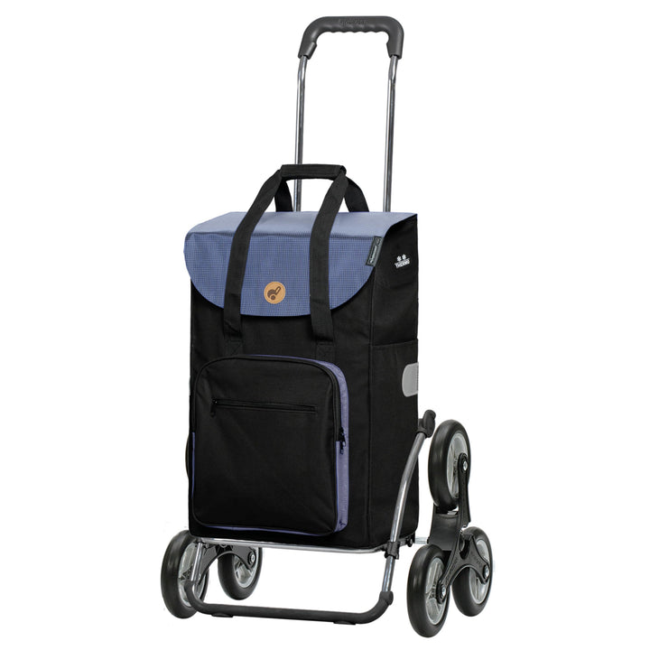 Exklusiv Andersen Einkaufstrolley - Treppensteiger Royal Shopper Stahlgestell Wismar schwarz/blau 45