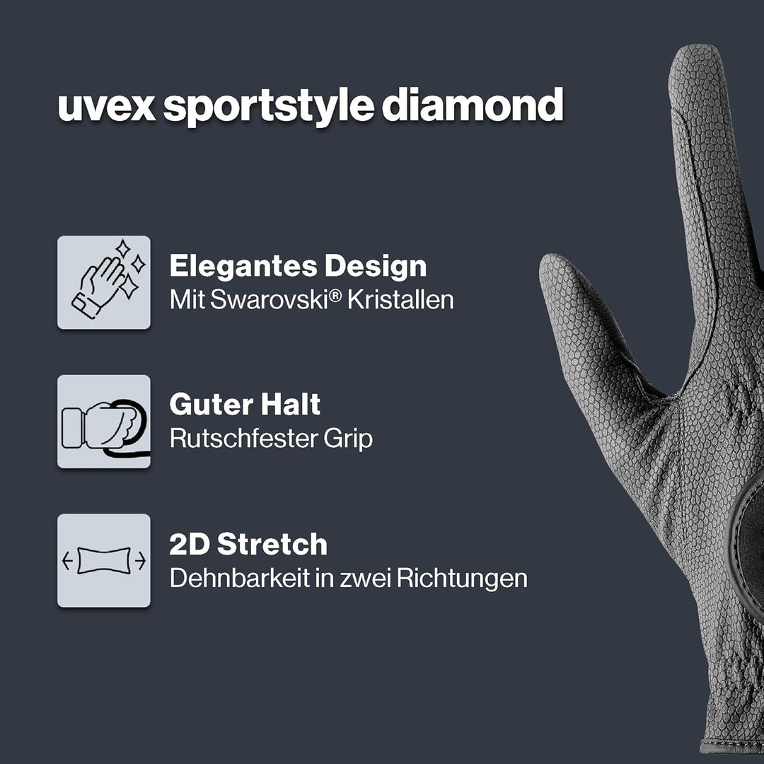 Uvex Unisex – Erwachsene Sportstyle Diamond Reithandschuhe 9 Schwarz, 9 Schwarz