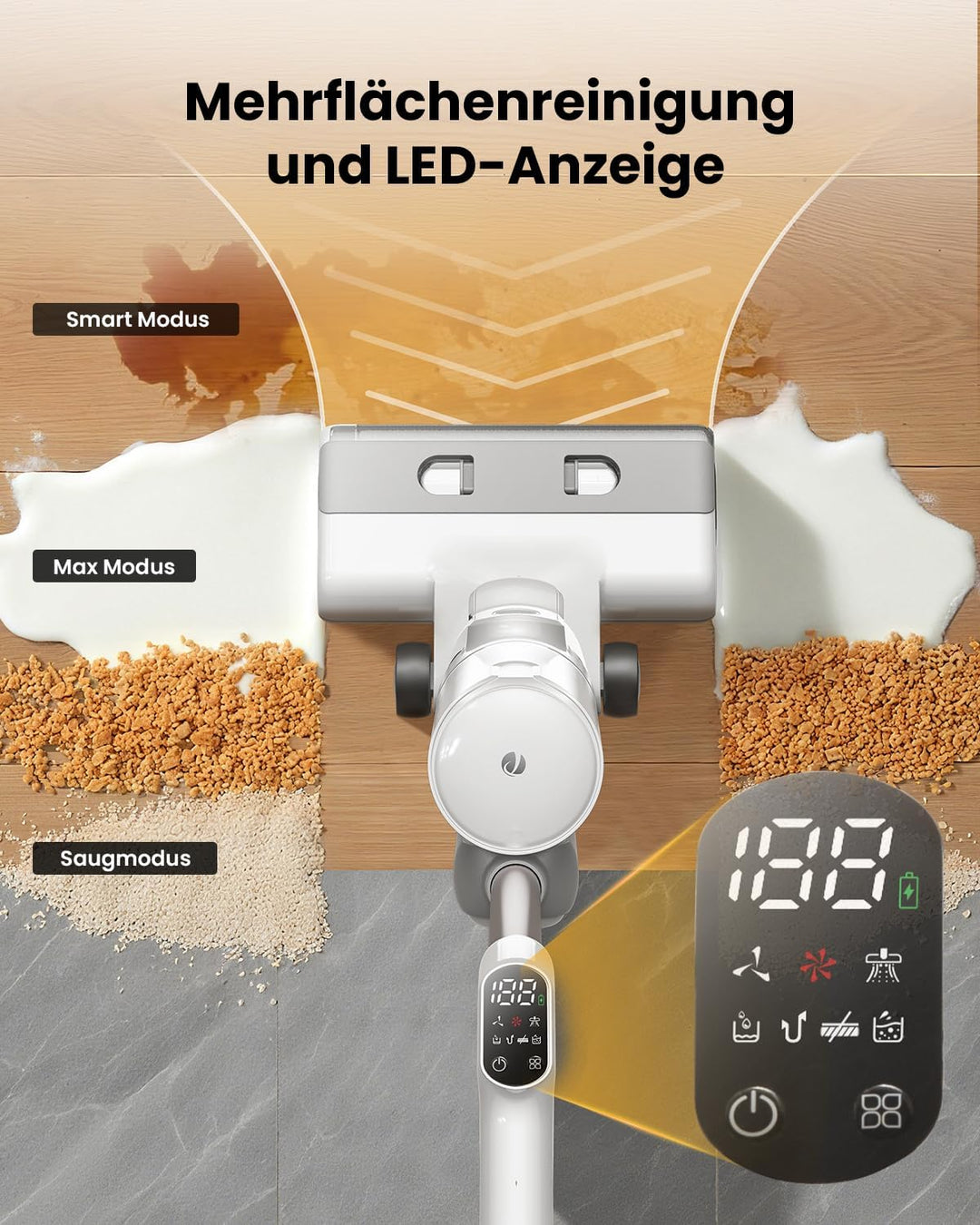 Proscenic F10 Ultra Nass Trockensauger Akku, 60 Min Staubsauger mit Wischfunktion, Selbstreinigungsf