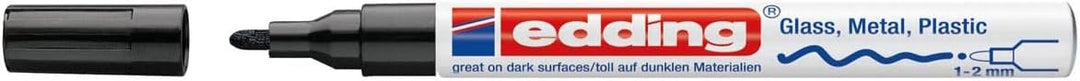 edding 751 Glanzlackmarker - schwarz - 10 Lackmarker - Rundspitze 1-2 mm - Lackstift für Glas, Stein