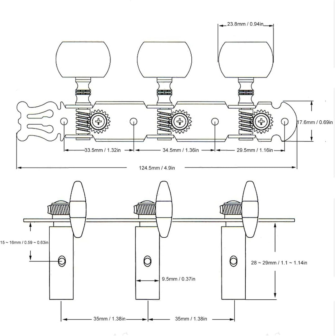 2 Stück Klassische Gitarren-Mechaniken Saiten-Stimmwirbel Schlüssel Stimmgeräte Set Weisser Knopf