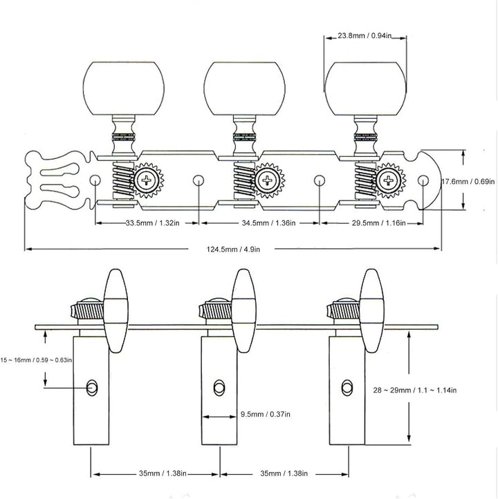 2 Stück Klassische Gitarren-Mechaniken Saiten-Stimmwirbel Schlüssel Stimmgeräte Set Weisser Knopf