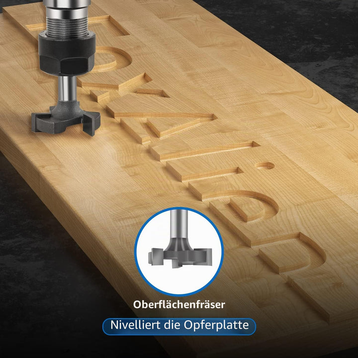 FoxAlien 1/4 Zoll Schaft CNC Fräser Bit Essential Kit, 1/4 Zoll ER11 Spannzange, V-Bit, Schaftfräser