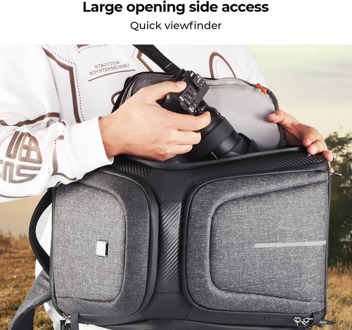 K&F Concept Wasserdichter Professioneller Kamerarucksack,Fotorucksack für 2 Kameras und 15,6 Zoll La