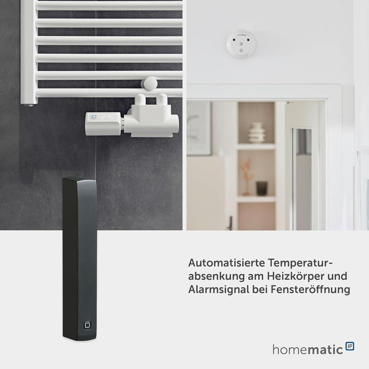 Homematic IP Smart Home Fenster- und Türkontakt, optisch, anthrazit, digitaler Sensor, effizient Hei