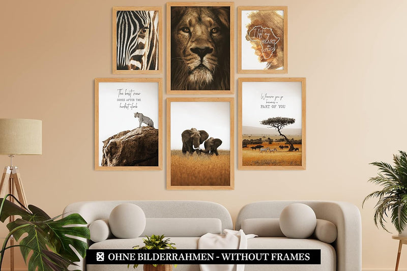 CreativeRobin » Afrika « Premium Poster-Set als Wohnzimmer Deko | 4x A3 + 2x A4 Wandbilder Collage 4