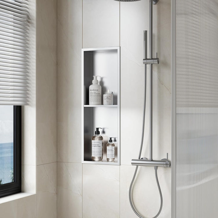 Neodrain Wandnische Dusche Edelstahl Duschnische mit Regal Doppelnische für Badezimmer 60 x 20 cm, G