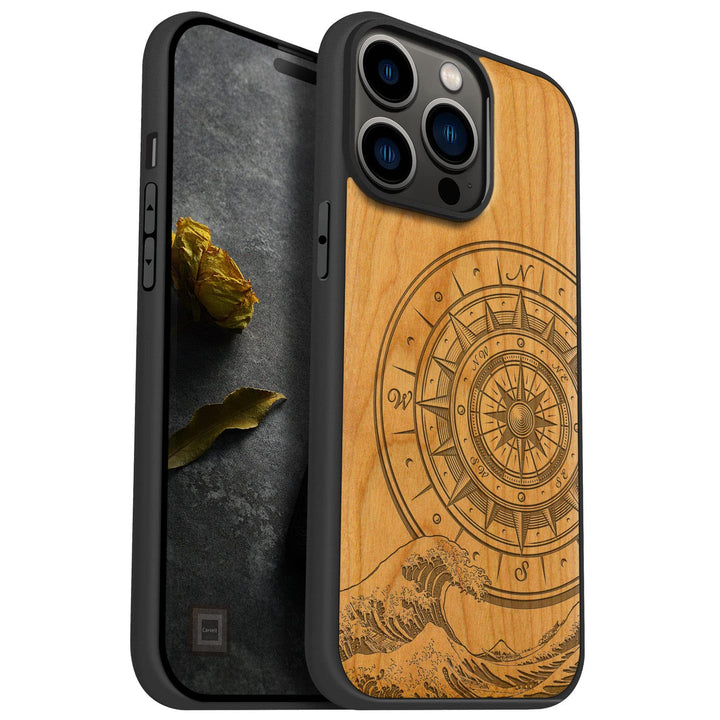 Carveit Handyhülle für iPhone 14 Pro Max Holz Cover kompatibel mit MagSafe Massivholz für Apple 14 p
