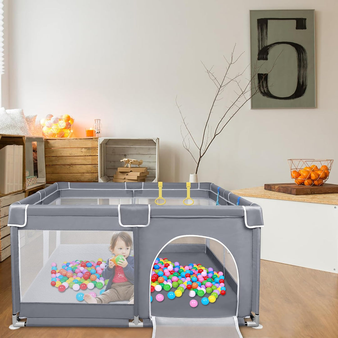 Aufun Laufstall Baby Laufgitter 300D Oxford Gewebe, mit Anti-Kollision Schaum Absperrgitter, Atmungs