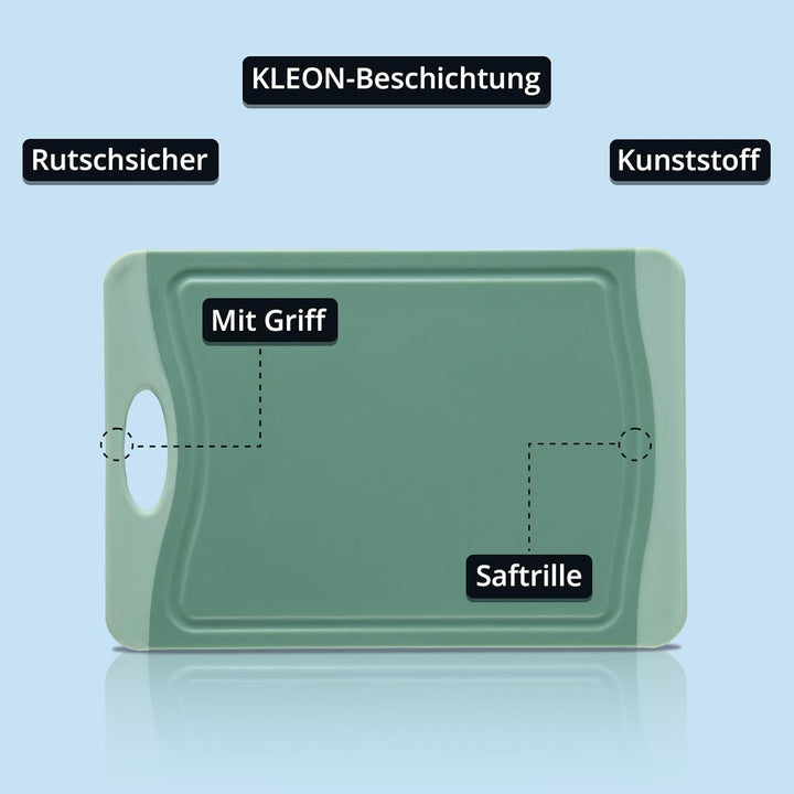 KHG Schneidebrett aus Kunststoff Grün - 37 x 25 x 0,8 cm - Grosses Messerbrett, Küchenbrett rutschfe