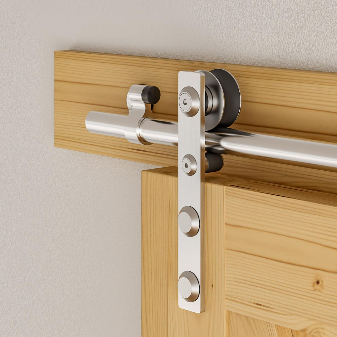 Schiebetürbeschlag Edelstahl 122cm Schiebetüren Schiebetürsystem Komplettset Laufschiene Rollen Set