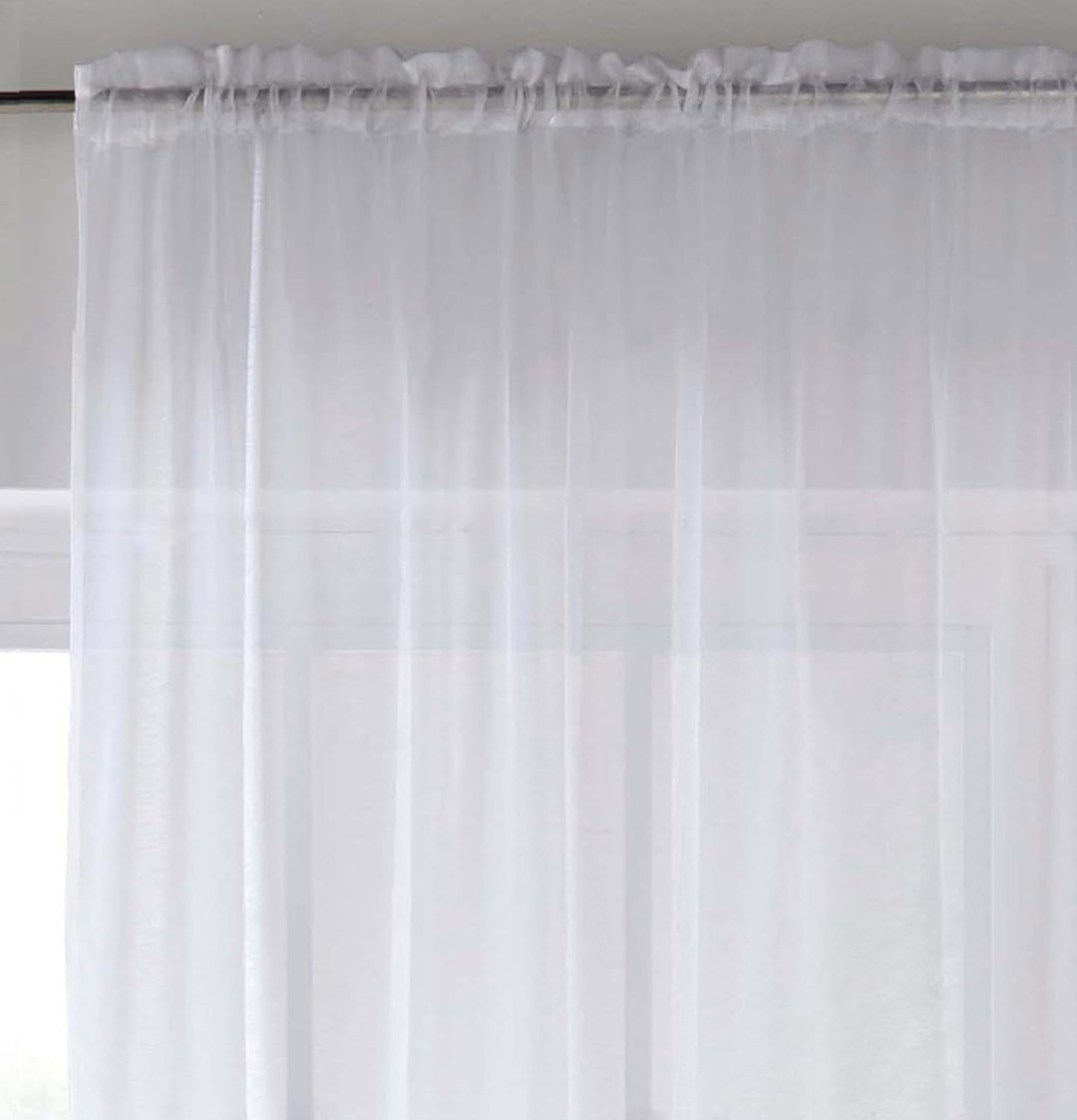 Enhanced Living Voile-Vorhänge für Wohnzimmer, einfarbig, gewebt, mit Schlitzen, 145 x 152 cm, Weiss