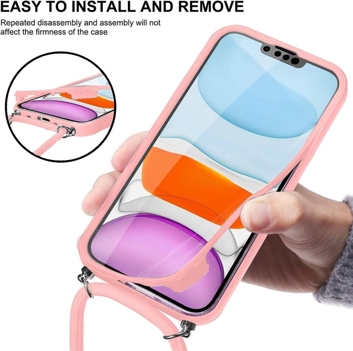 FERLAN Handykette für iPhone 17 Air Hülle mit Band,Transparent 360 Grad Rundumschutz Schutzhülle mit