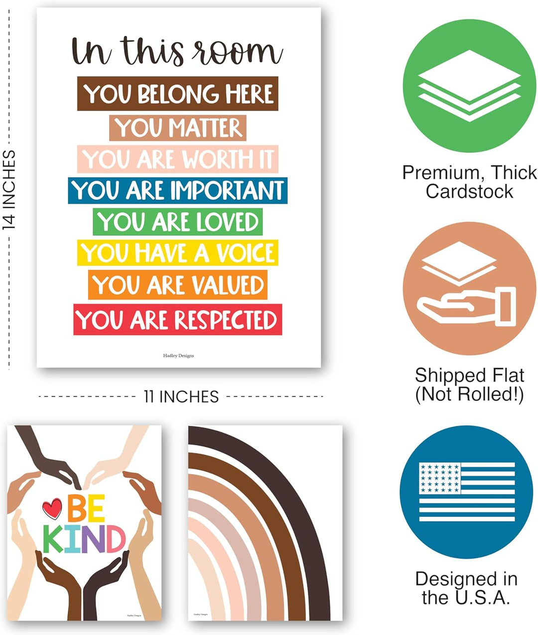 6 Regenbogen-Poster-Diversity-Poster für Klassenzimmer, Dekoration für Lehrer, Elementary – inklusiv