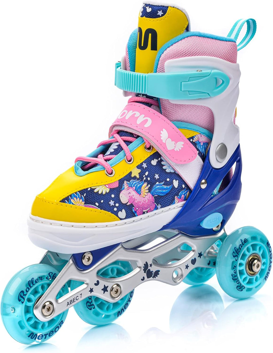 meteor® Inlineskates 4in1 Kinder Inliner Rollschuhe Roller Blades Quad Skates Carbon Kinder Inlinesk