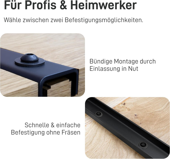 3x Gratleiste U-FORM massiver Unterzug für Tischplatten, Tischbeschlag, Unterstützungsunterzug, Vers