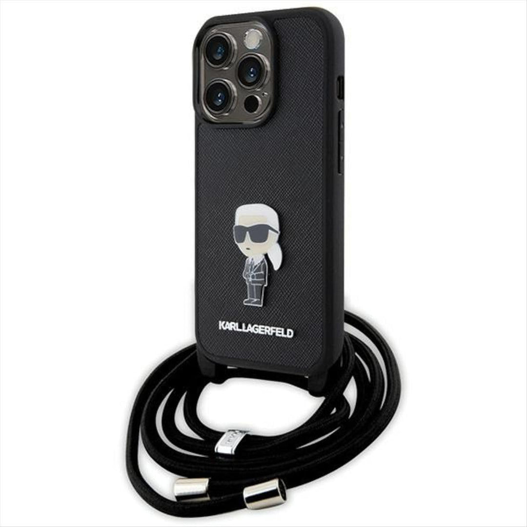 KARL LAGERFELD KLHCP15XSASKNPSK Hülle für iPhone 15 Pro Max 6.7" hardcase Schwarz Crossbody Saffiano