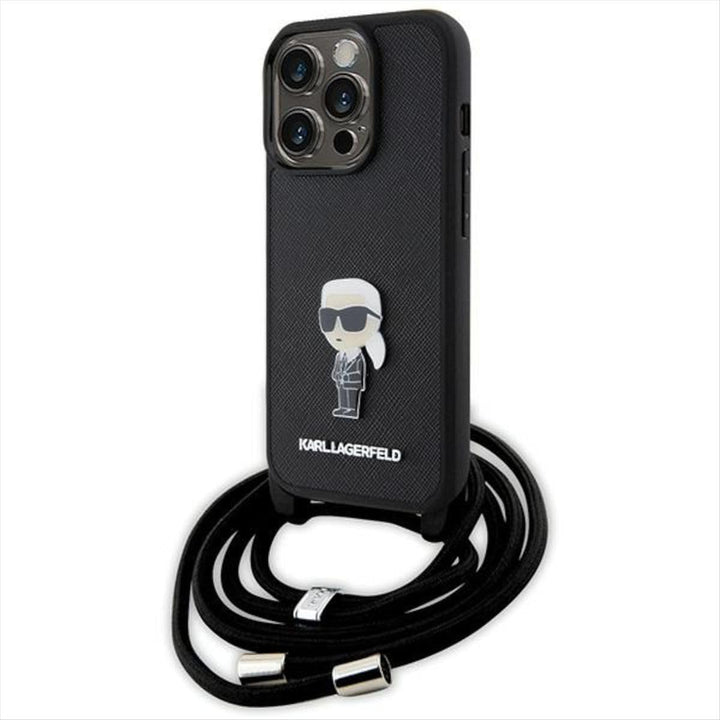 KARL LAGERFELD KLHCP15XSASKNPSK Hülle für iPhone 15 Pro Max 6.7" hardcase Schwarz Crossbody Saffiano