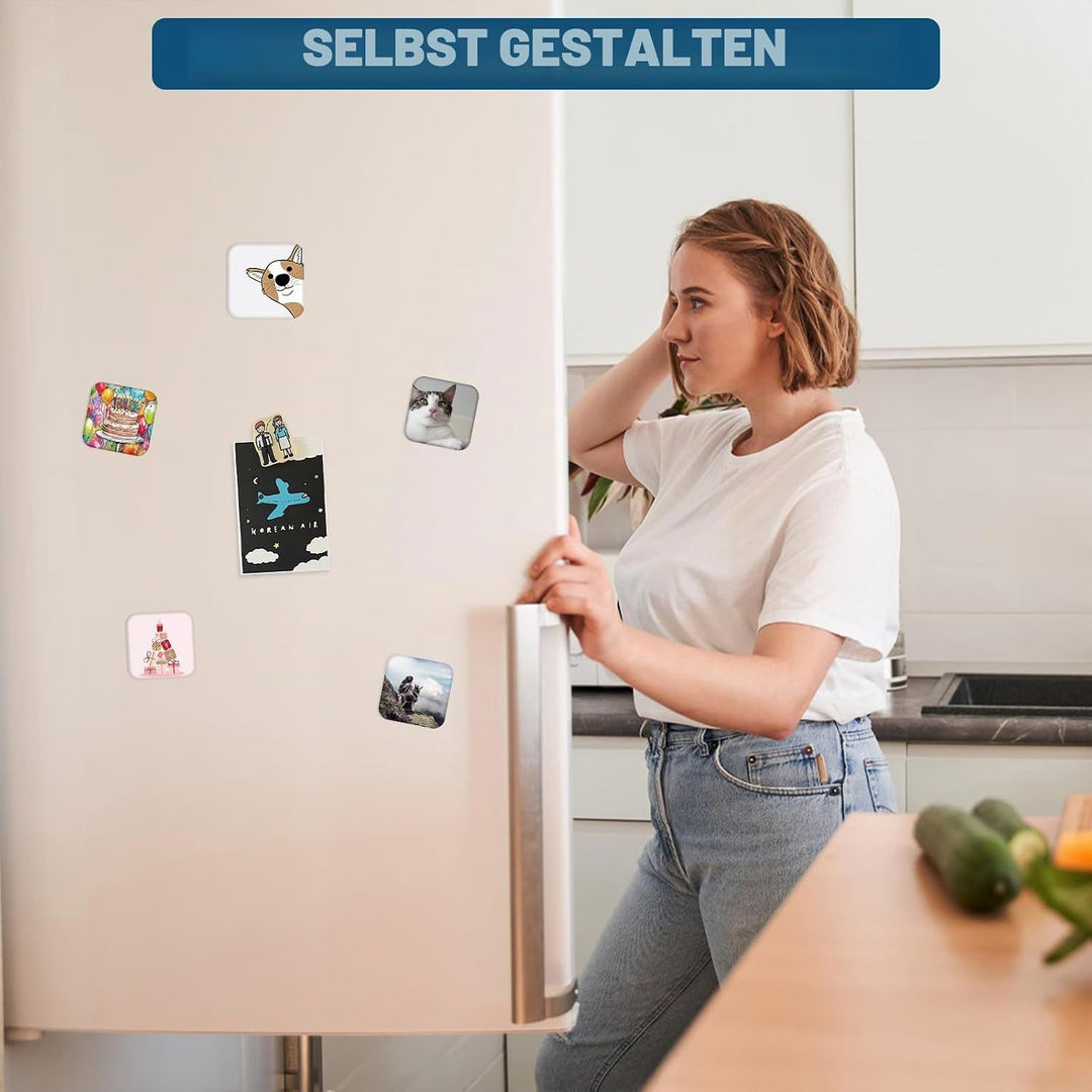 Kühlschrank-Magnet-Maschine, 50 mm, zum Herstellen quadratischer Kühlschrankmagnete, mit Zubehör für