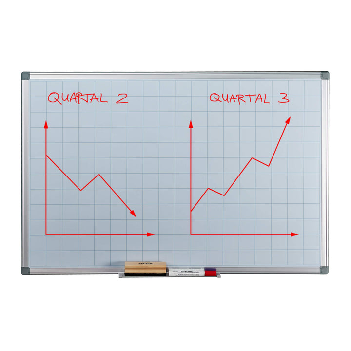 Relaxdays Whiteboard, mit Raster 5x5 cm, Magnettafel abwischbar, magnetisch, Stiftablage, Magnetwand