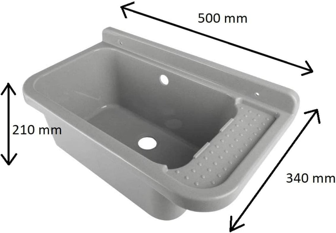 Waschbecken Ausgussbecken 50 cm x 34 cm x 21 cm Spülbecken Waschtrog mit Überlauf Waschbecken für Ge