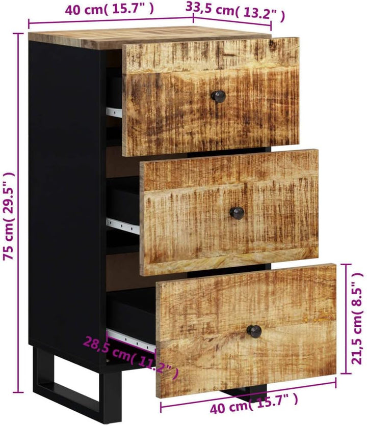 vidaXL Sideboard, Highboard mit 3 Schubladen, Kommode Beistellschrank mit Eisenbeinen, Wohnzimmersch