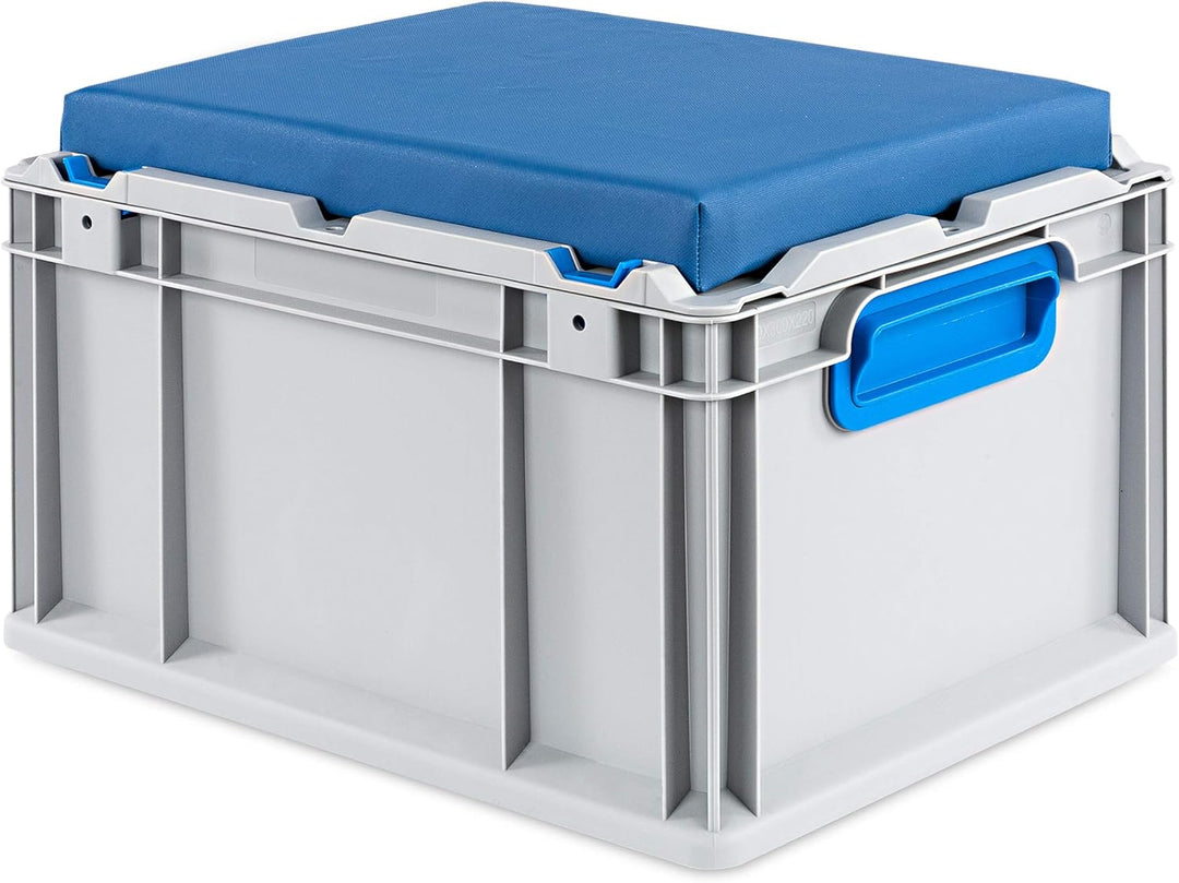 aidB Eurobox NextGen Seat Box, blau, (400x300x265 mm), Griffe geschlossen, Sitzbox mit Stauraum und