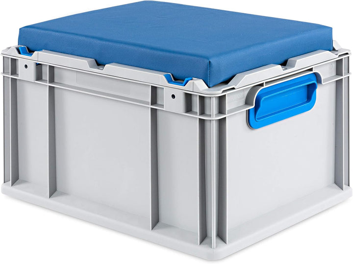 aidB Eurobox NextGen Seat Box, blau, (400x300x265 mm), Griffe geschlossen, Sitzbox mit Stauraum und