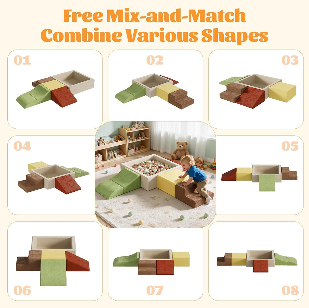 Schaumstoff Bausteine XXL Softplay Set mit Bällebad für Kinder