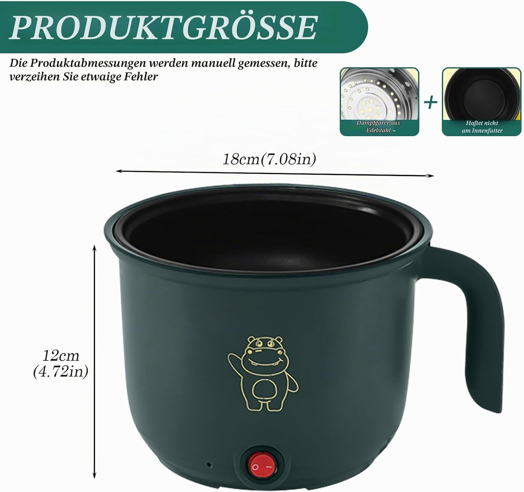 GOEDCH Mini Elektrischer Hot Pot: Tragbarer Elektrischer Mini-Hot Pot, Multifunktions Bratpfanne, El