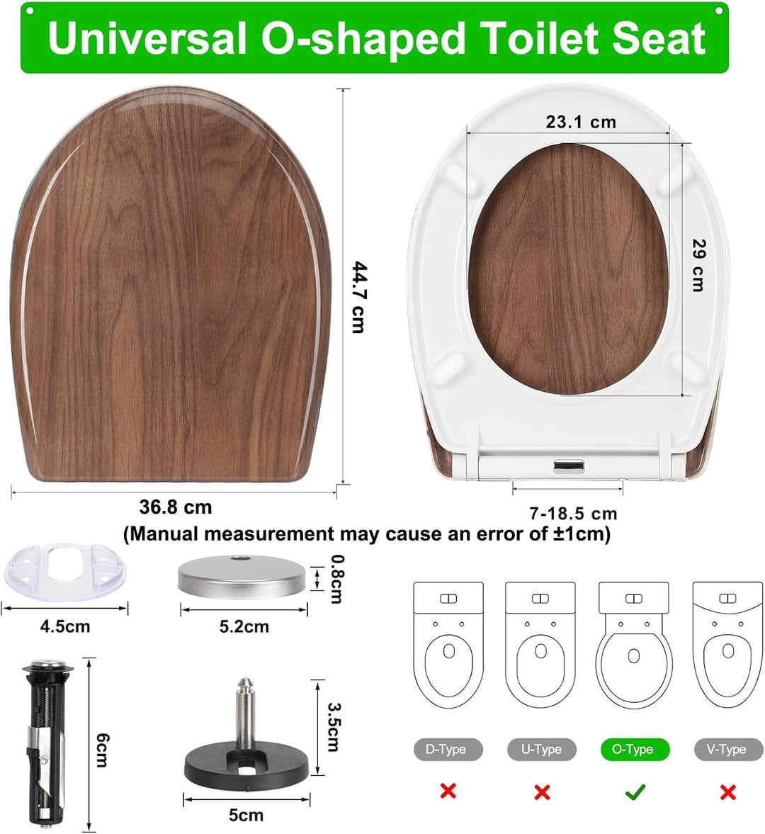 Premium WC-Sitz Toilettensitz mit Absenkautomatik, YOTOREE Toilettendeckel, O Form Duroplast Klodeck
