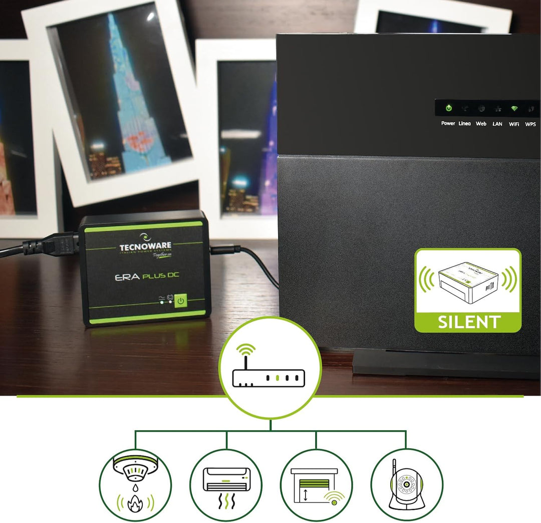 Tecnoware Power Systems Mini UPS ERA Plus DC für WiFi/Modem, Videoüberwachung, Nicht für Gaming-PC/K