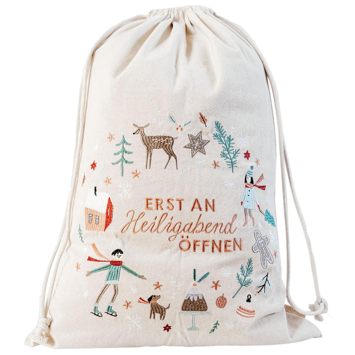 Papierdrachen Geschenksack gross Weihnachten 2025 - edel bestickt - ideal zum Verpacken von Geschenk