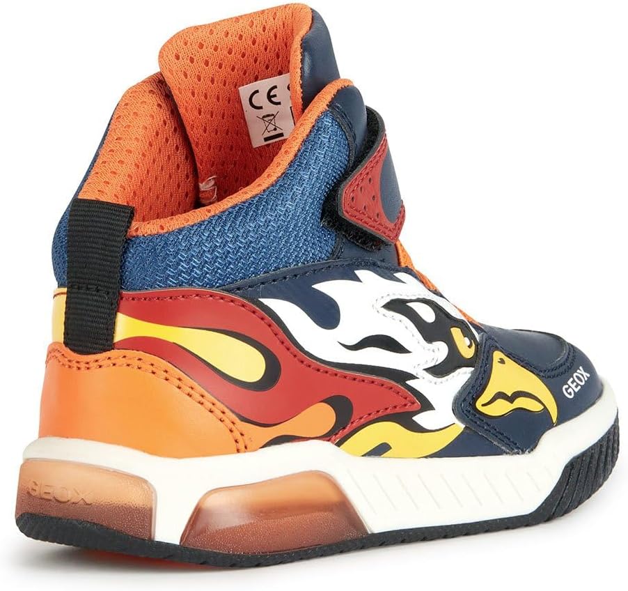 Geox Jungen J Inek Boy Sneaker 24 EU Navy Orange, 24 EU Navy Orange
