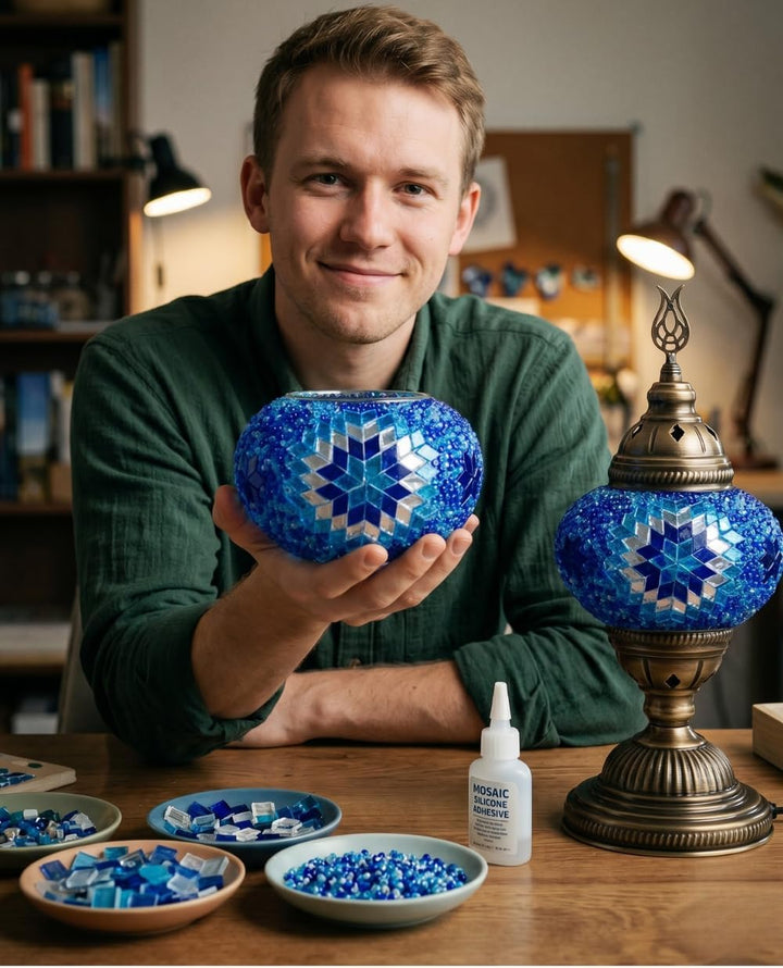 DEMMEX DIY türkisches Mosaiklampen-Set, komplettes Kunst- und Handwerks-Geschenkset für Erwachsene u