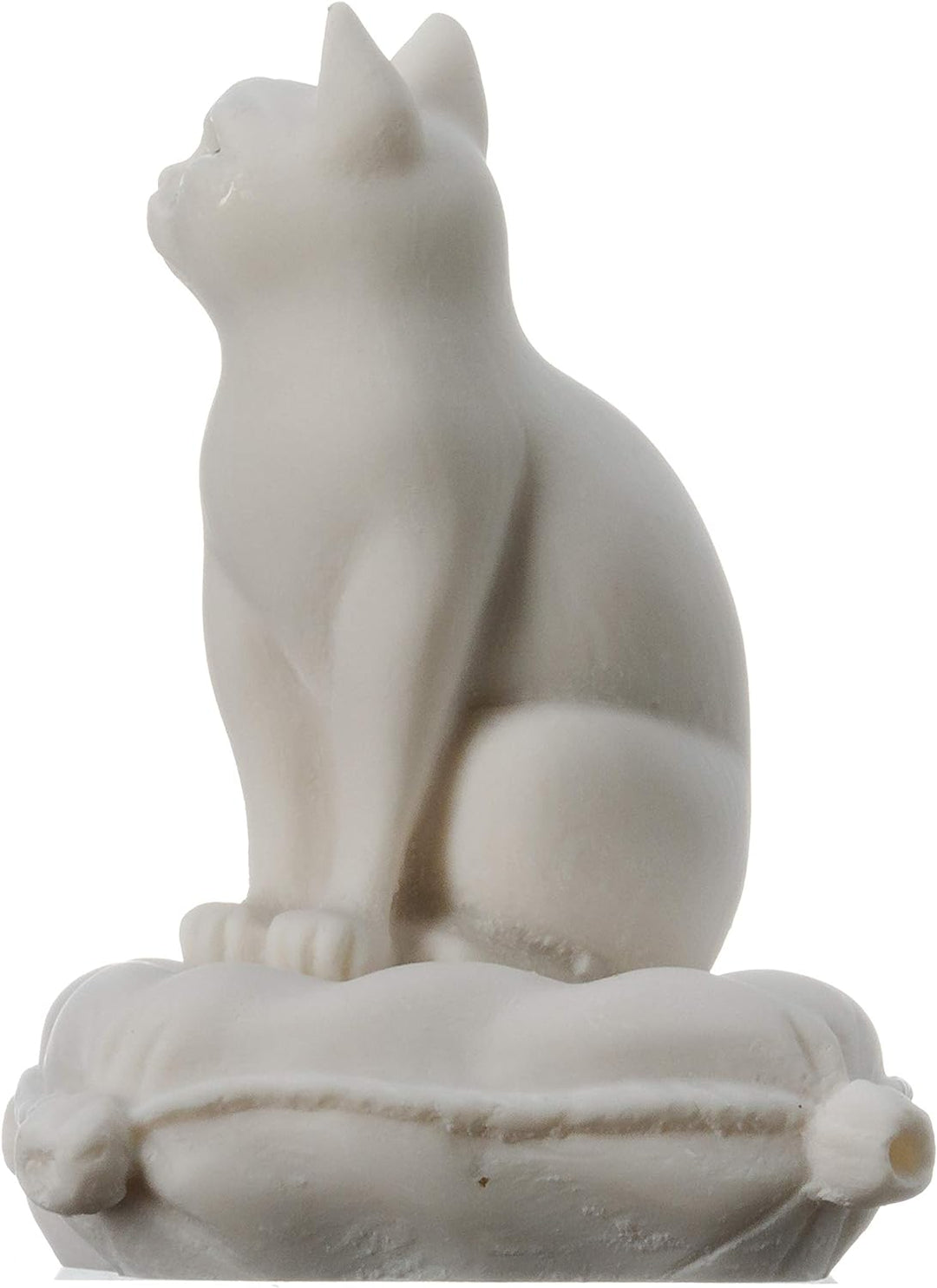 BeautifulGreekStatuen, Katze sitzend auf Kissen, Alabaster-Skulptur, handgefertigt, 15,2 cm