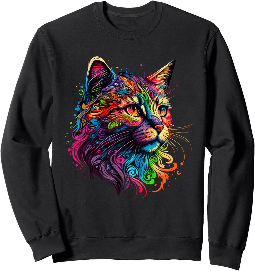 Regenbogen-Katzen-Grafik Sweatshirt