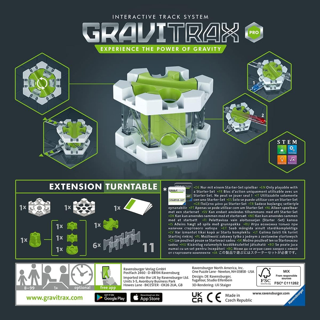 Ravensburger GraviTrax PRO Erweiterung Turntable - Ideales Zubehör für spektakuläre Kugelbahnen, Kon