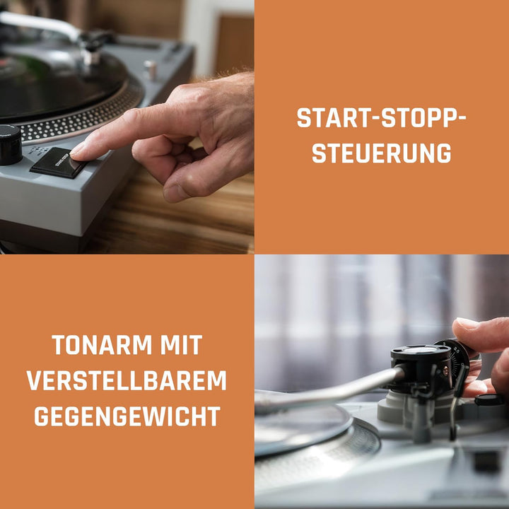 Lenco L-3810 Plattenspieler mit Direktantrieb - DJ Plattenspieler - 33/45 U/min - Pitch-Control - Ma