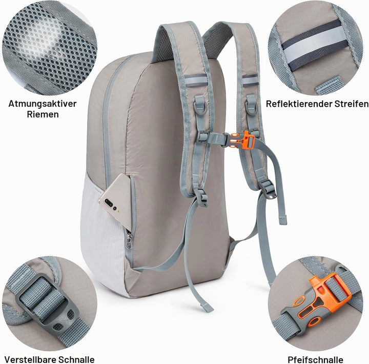 G4Free Faltbarer Leichter Rucksack 25L Unisex Tagesrucksack Kleiner Reiserucksack Wanderrucksack Tre