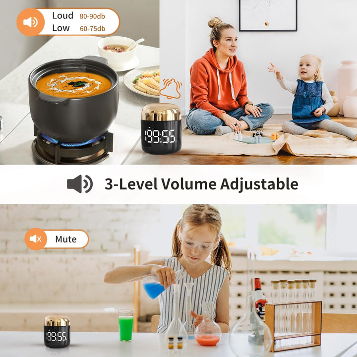 MeesMeek Digitaler Küchentimer mit grosser LED-Anzeige Countdown-Timer mit Einstellbarer Lautstärke