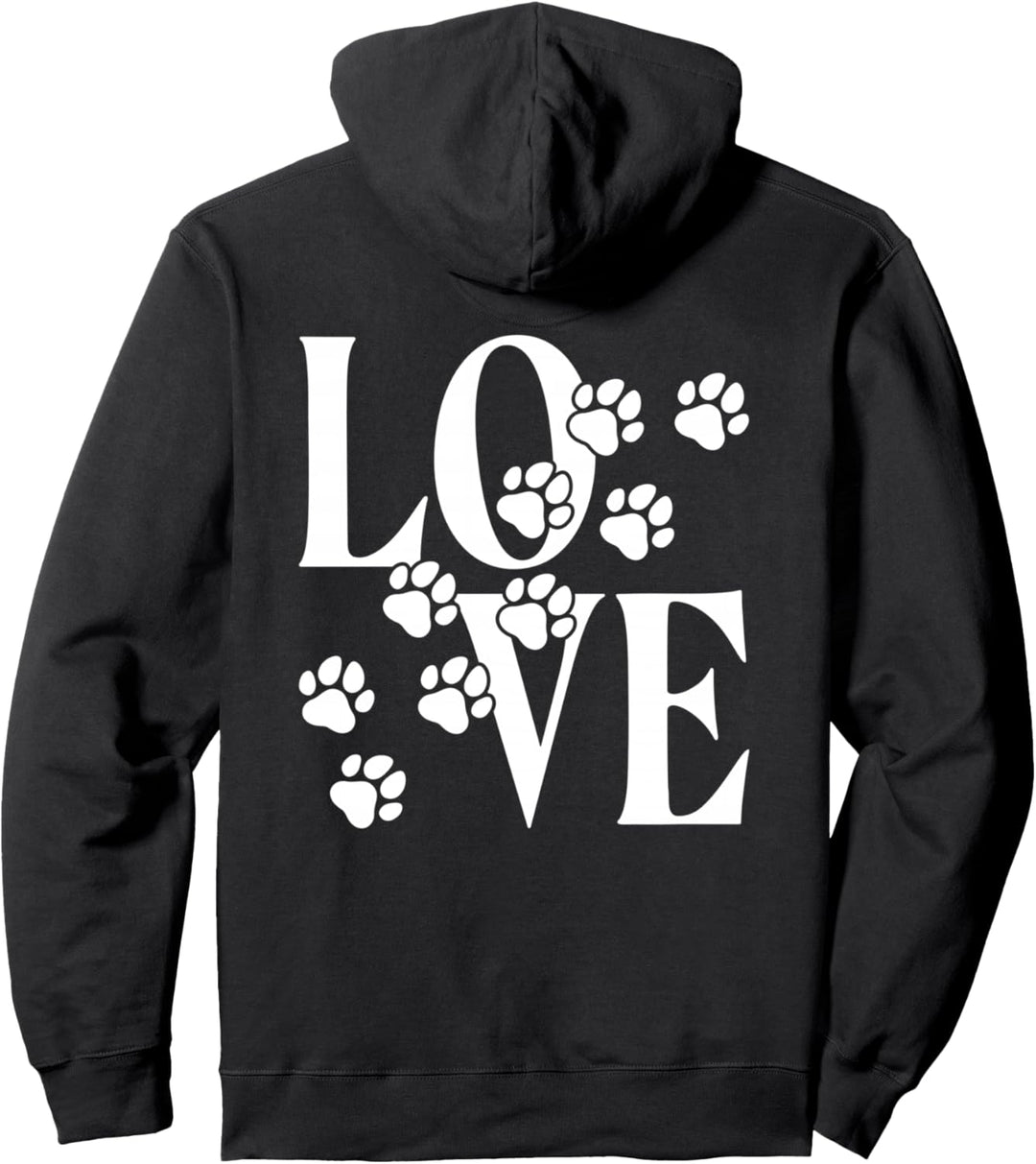 Love Hund Liebe Hundepfote Hundeliebe Fellnase Tatze Pfote Pullover Hoodie