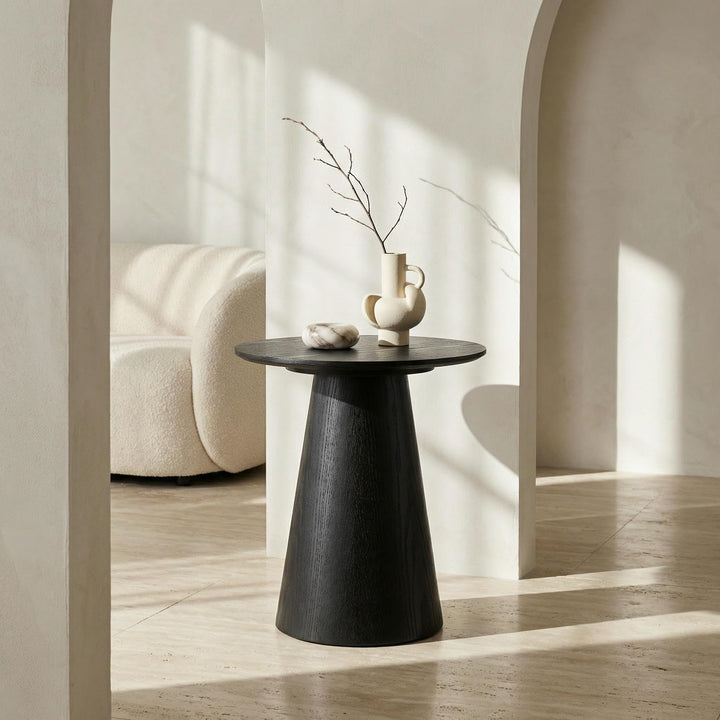 Furnhouse Ibbe Design Runder Schwarz Couchtisch Wohnzimmertisch ø45x50 cm Eichenoptik Design Skandin