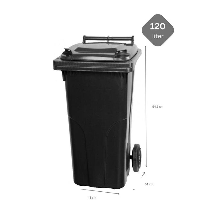 PROREGAL SuperSparSet 3x 2-Rad-Mülltonne MGB | HDPE-Kunststoff | 120 Liter Grau/Schwarz & Blau & Bra