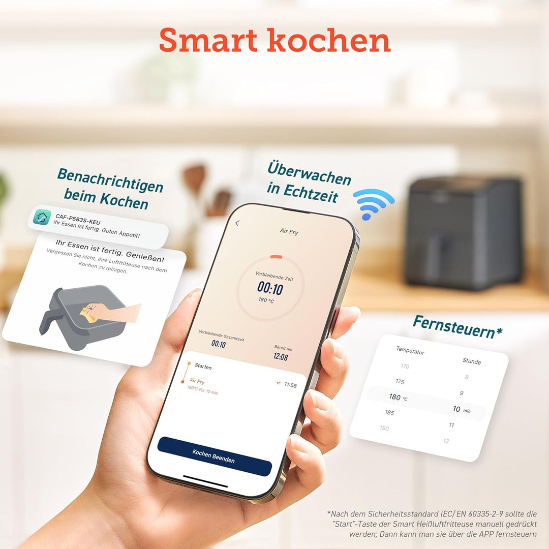 COSORI Heissluftfritteuse mit Dual Blaze Tech, 6,4 Liter Smart Airfryer mit Full Touch Screen, 12 Mu