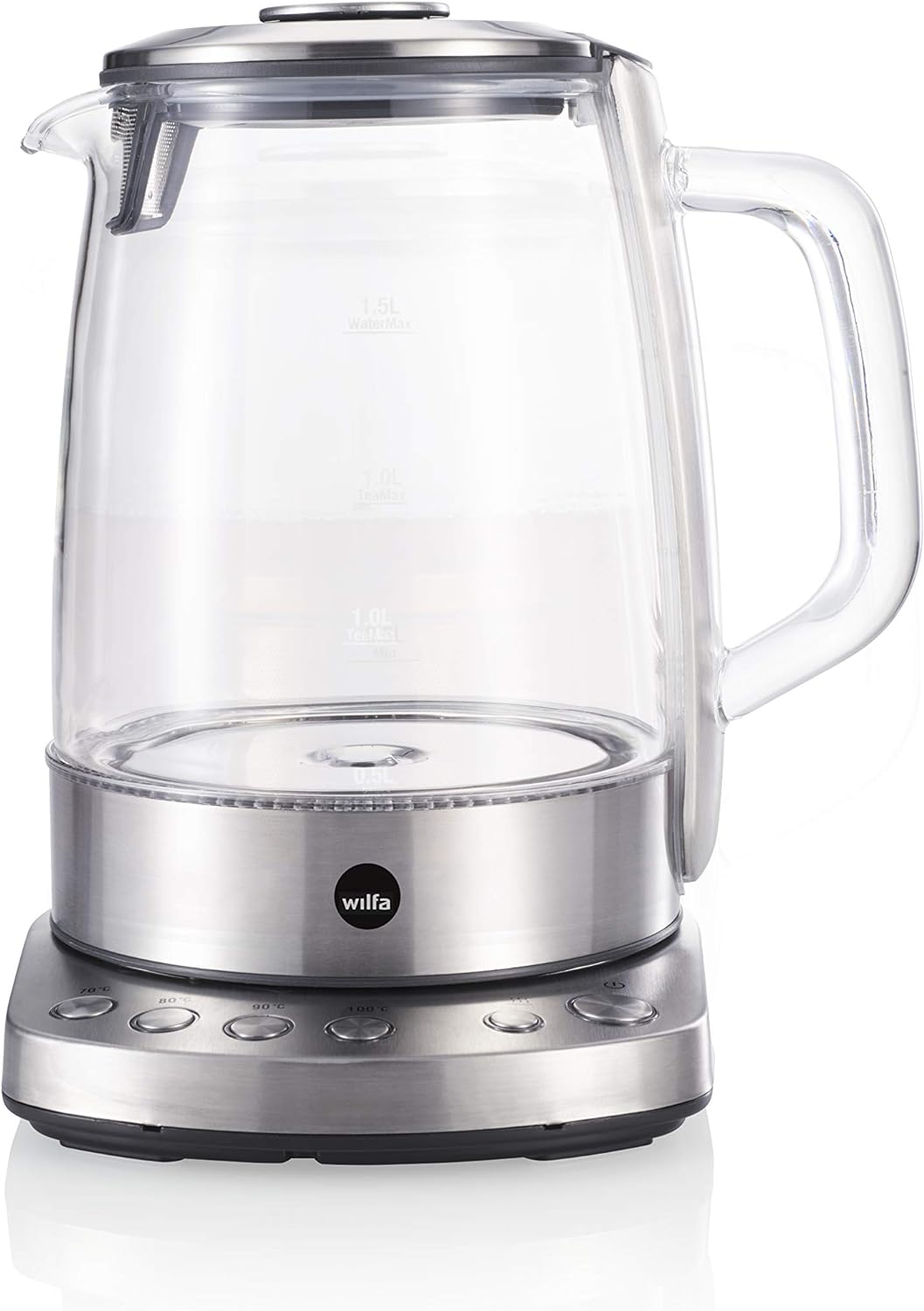 Wilfa CHA Teekocher - 2200 Watt, 1,25 Liter Fassungsvermögen, Brühdeckel mit Sieb, 4 Temperatureinst