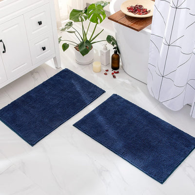 MIULEE Badematte 60x90cm Set 2 teilig Chenille Badteppich Badezimmerteppich rutschfest Waschbar Dusc