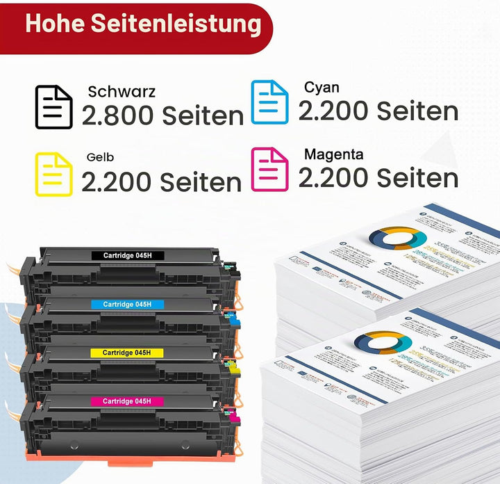 4-Pack 045H kompatibel für CRG-045H CRG-045 045 Tonerkartuschen Ersatz für Canon ImageCLASS MF-633cd