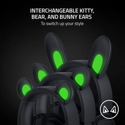 Razer Kraken Kitty V2 Pro RGB-Headset: austauschbare Ohren (Kitty, Bär, Hase) – Stream-Reaktivbeleuc