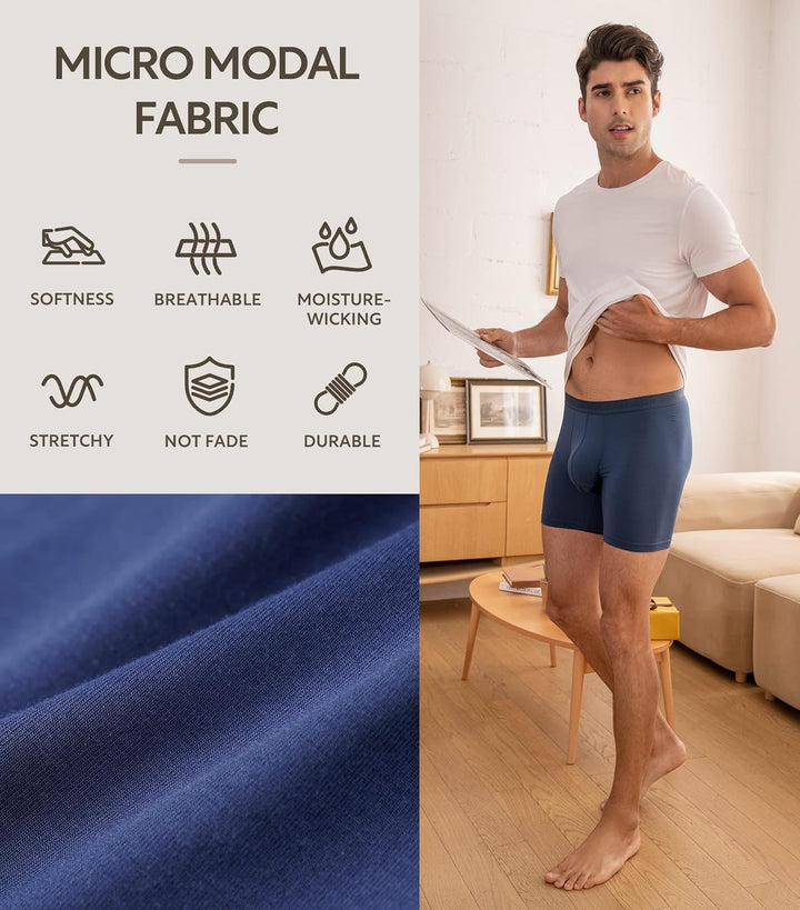 DAVID ARCHY Herren Boxershorts Mehrfachpack, Mirco Modal Stretcken Klassischer Retroshorts, Unterhos